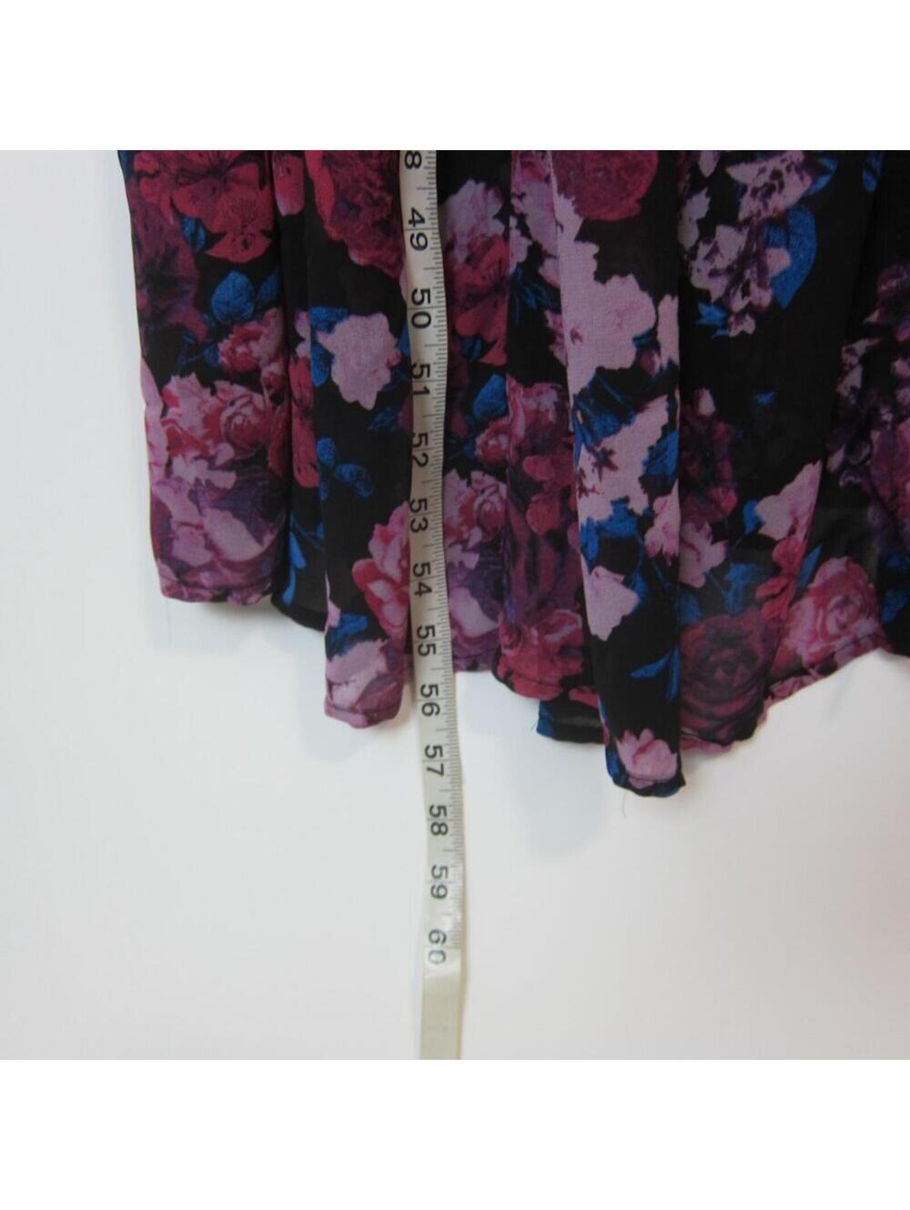 Torrid Maxi Dress 0 Large 12 Pink Purple Blue Floral Chiffon & Black Slip NEW - Picture 14 of 15